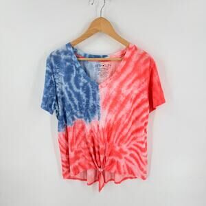 Fifth Sun Tie Front Tee Red White Blue Tie Dye XXL Americana Summer